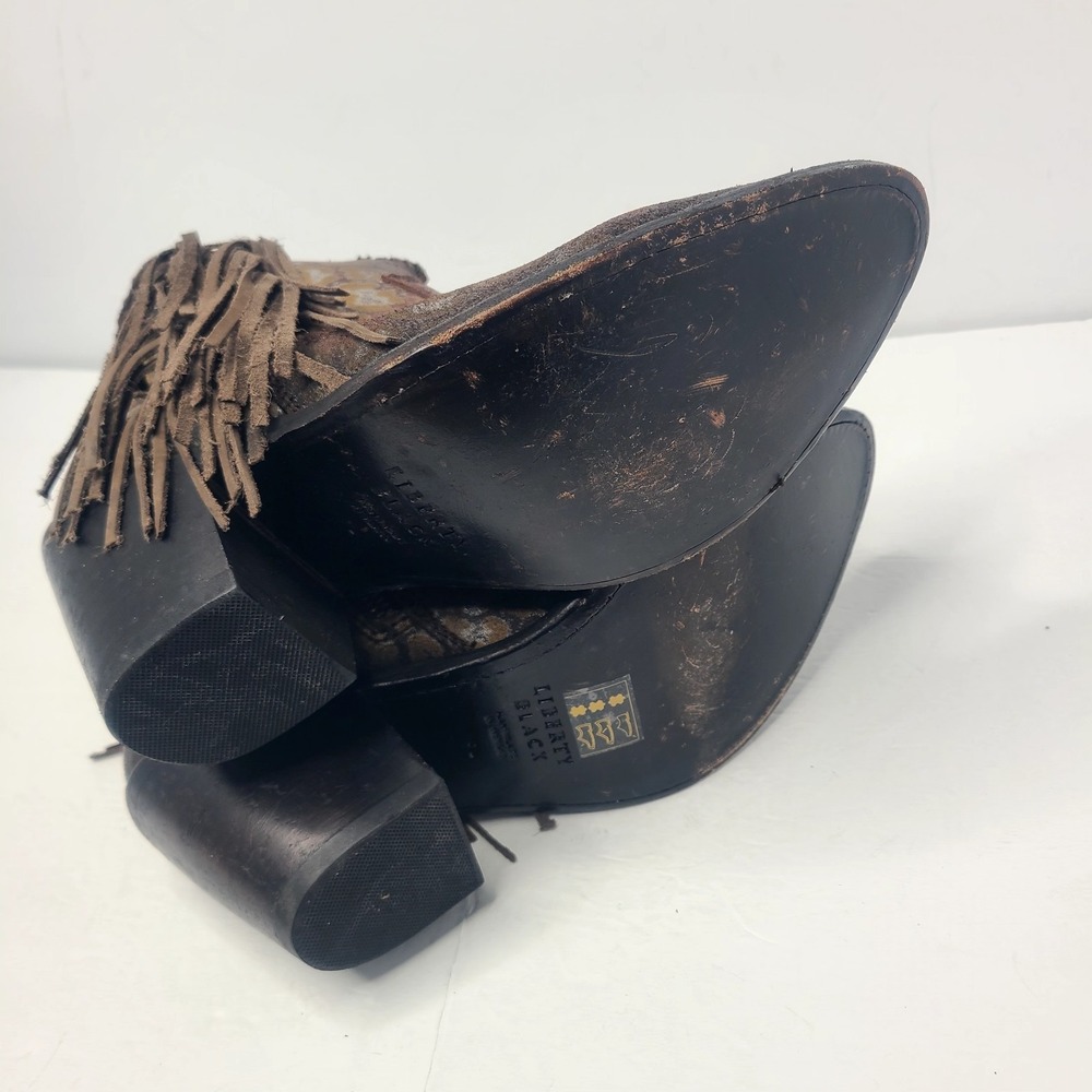 Liberty Black Chloe Leopard Print Braided Fringe Western Booties Snip Toe - Picture 7 of 8